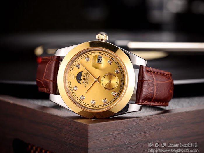 ROLEX勞力士 男士腕表 經典熱賣 高雅品位 全自動機械機芯 真皮錶帶 百搭款手錶  wssb4751